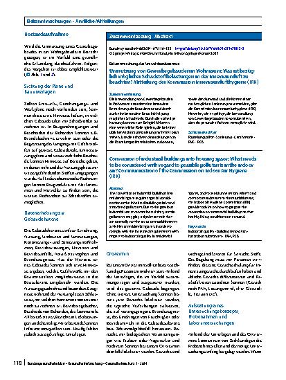 Vorschauseite 3: Umnutzung von Gewerbegebäuden in Wohnraum: Was ist bezüglich möglicher Schadstoffbelastungen in der Innenraumluft zu beachten?