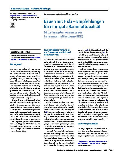 Vorschauseite 1: Bauen mit Holz – Empfehlungen für eine gute Raumluftqualität