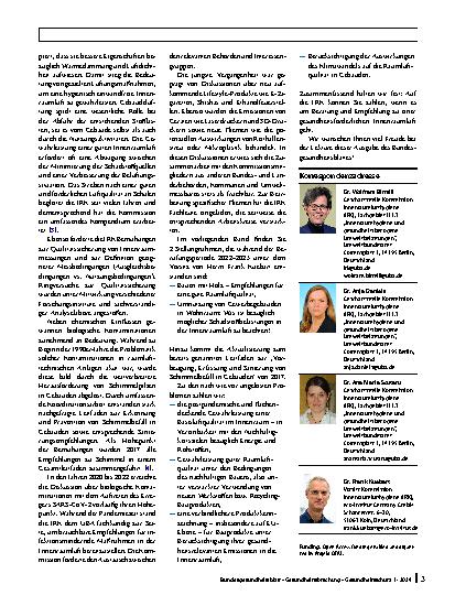 Vorschauseite 3: Die Luft, die wir alle atmen: Zur Arbeit der Kommission Innenraumlufthygiene (IRK)