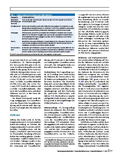 Vorschauseite 2: Informationen zu Gesundheitsförderung und Prävention auf den Webseiten baden-württembergischer Gesundheitsämter – eine erste Annäherung