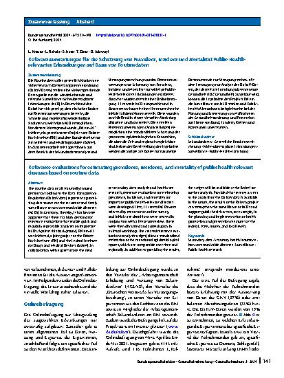 Vorschauseite 3: Referenzauswertungen für die Schätzung von Prävalenz, Inzidenz und Mortalität Public-Health-relevanter Erkrankungen auf Basis von Routinedaten
