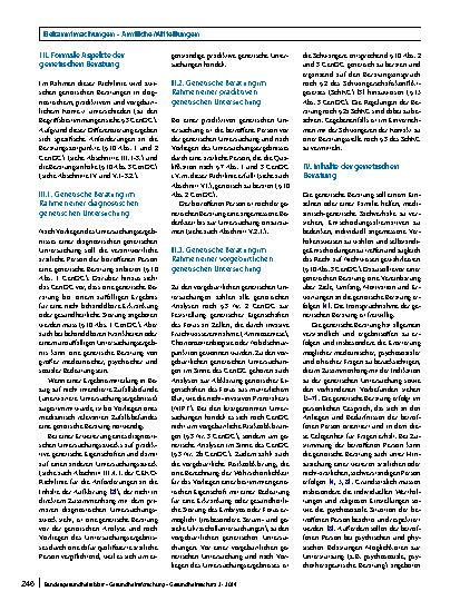 Vorschauseite 3: Richtlinie der Gendiagnostik-Kommission (GEKO) für die Anforderungen an die Qualifikation zur und Inhalte der genetischen Beratung gemäß § 23 Abs. 2 Nr. 2a und § 23 Abs. 2 Nr. 3 G…