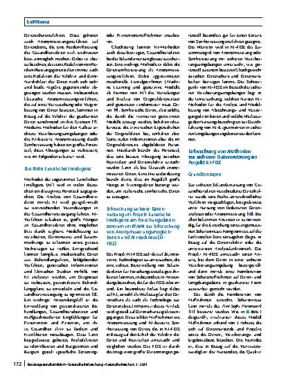 Vorschauseite 2: Künstliche Intelligenz und sichere Gesundheitsdatennutzung im Projekt KI-FDZ: Anonymisierung, Synthetisierung und sichere Verarbeitung für Real-World-Daten