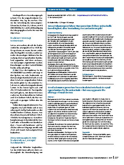 Vorschauseite 3: Neues Zulassungsverfahren Humanmedizin: höhere individuelle Gerechtigkeit, aber Verstärkung des Landarztmangels?