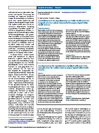 Vorschauseite 3: Entwicklungen in der Digitalisierung von Public Health seit 2020