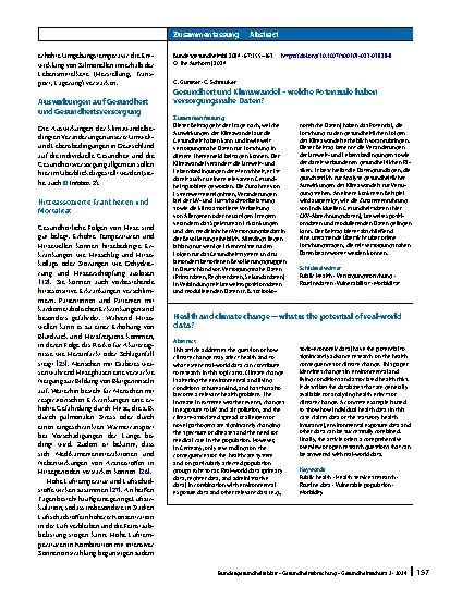 Vorschauseite 3: Gesundheit und Klimawandel – welche Potenziale haben versorgungsnahe Daten?