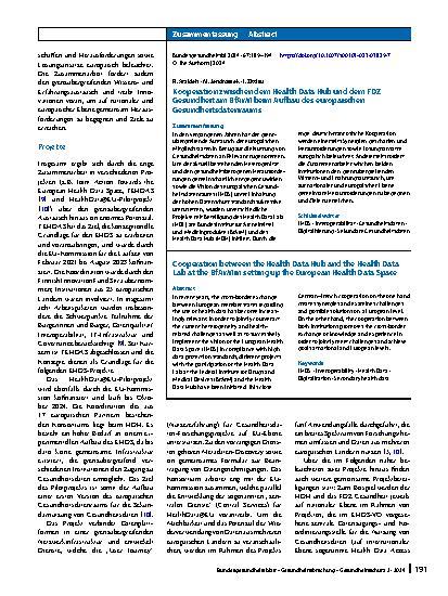 Vorschauseite 3: Kooperation zwischen dem Health Data Hub und dem FDZ Gesundheit am BfArM beim Aufbau des europäischen Gesundheitsdatenraums