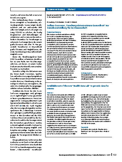Vorschauseite 3: Aufbau des neuen „Forschungsdatenzentrums Gesundheit“ zur Datenbereitstellung für die Wissenschaft