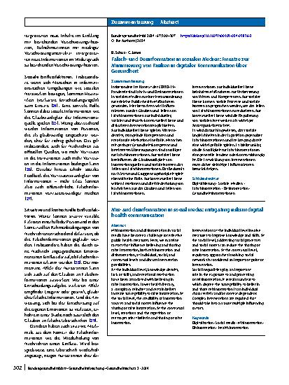 Vorschauseite 3: Falschund Desinformation in sozialen Medien: Ansätze zur Minimierung von Risiken in digitaler Kommunikation über Gesundheit