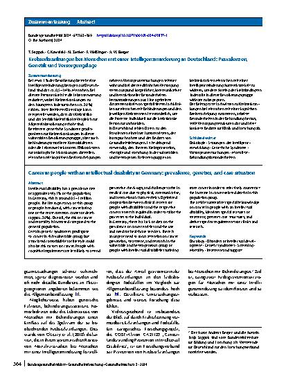 Vorschauseite 3: Krebserkrankungen bei Menschen mit einer Intelligenzminderung in Deutschland: Prävalenzen, Genetik und Versorgungslage