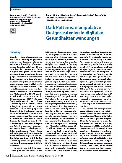 Vorschauseite 1: Dark Patterns: manipulative Designstrategien in digitalen Gesundheitsanwendungen