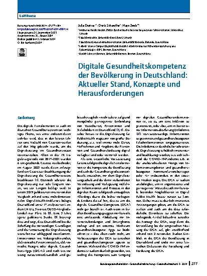 Vorschauseite 1: Digitale Gesundheitskompetenz der Bevölkerung in Deutschland: Aktueller Stand, Konzepte und Herausforderungen