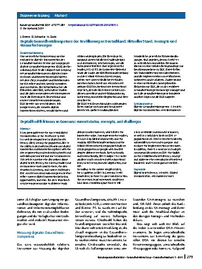 Vorschauseite 3: Digitale Gesundheitskompetenz der Bevölkerung in Deutschland: Aktueller Stand, Konzepte und Herausforderungen