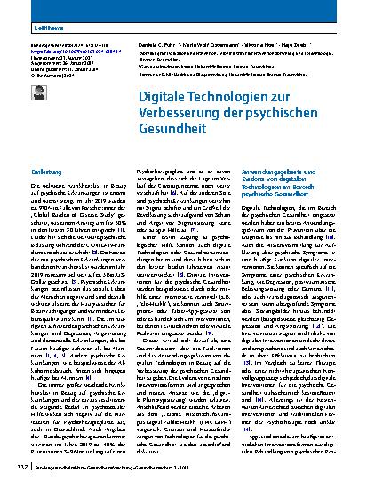 Vorschauseite 1: Digitale Technologien zur Verbesserung der psychischen Gesundheit