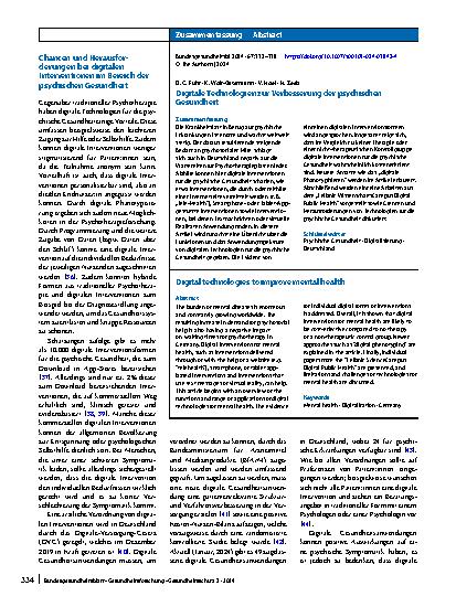 Vorschauseite 3: Digitale Technologien zur Verbesserung der psychischen Gesundheit