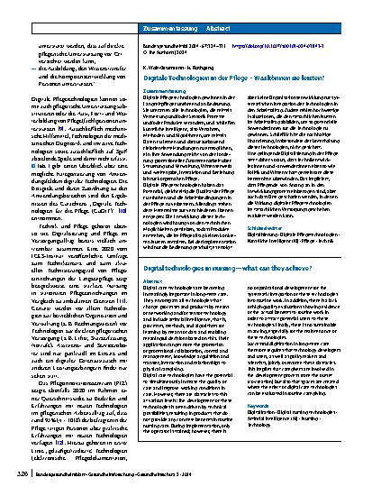 Vorschauseite 3: Digitale Technologien in der Pflege – Was können sie leisten?