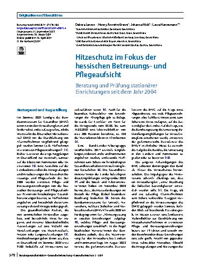 Vorschauseite 1: Hitzeschutz im Fokus der hessischen Betreuungsund Pflegeaufsicht