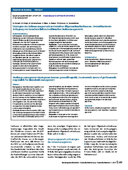 Vorschauseite 3: Strategien des Entlassmanagements in deutschen Allgemeinkrankenhäusern