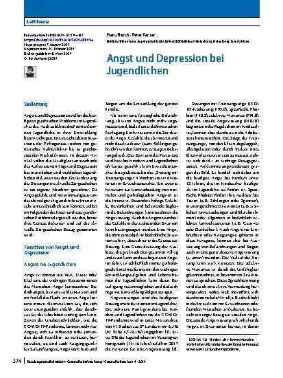 Vorschauseite 1: Angst und Depression bei Jugendlichen