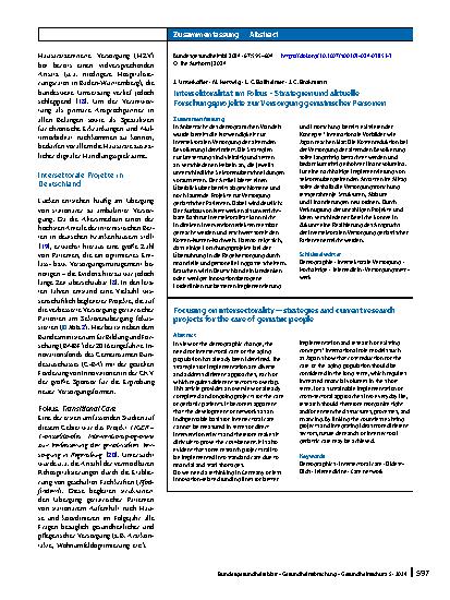 Vorschauseite 3: Intersektoralität im Fokus – Strategien und aktuelle Forschungsprojekte zur Versorgung geriatrischer Personen