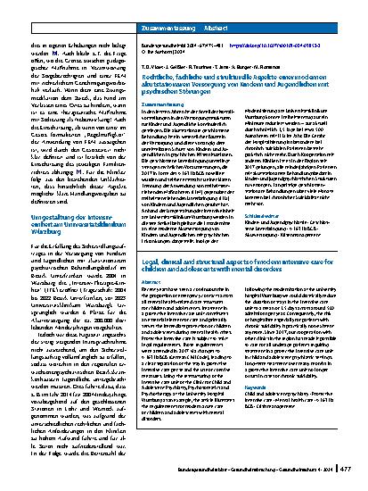 Vorschauseite 3: Rechtliche, fachliche und strukturelle Aspekte einer modernen akutstationären Versorgung von Kindern und Jugendlichen mit psychischen Störungen