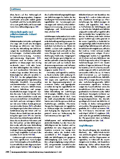 Vorschauseite 6: Überblick zu chronobiologischen und schlafmedizinischen Aspekten bei Depressionen im Jugendalter