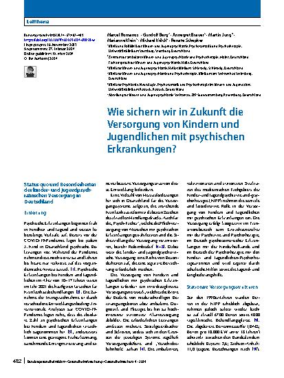Vorschauseite 1: Wie sichern wir in Zukunft die Versorgung von Kindern und Jugendlichen mit psychischen Erkrankungen?