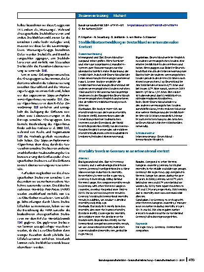 Vorschauseite 3: Sterblichkeitsentwicklung in Deutschland im internationalen Kontext