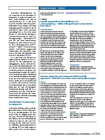 Vorschauseite 3: Genetik, Epigenetik und Umweltfaktoren der Lebenserwartung – Welche Rolle spielt Nature-versus-Nurture beim Altern?