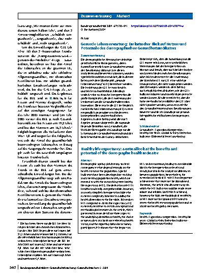 Vorschauseite 3: Gesunde Lebenserwartung: Ein kritischer Blick auf Nutzen und Potenziale des demographischen Gesundheitsindikators