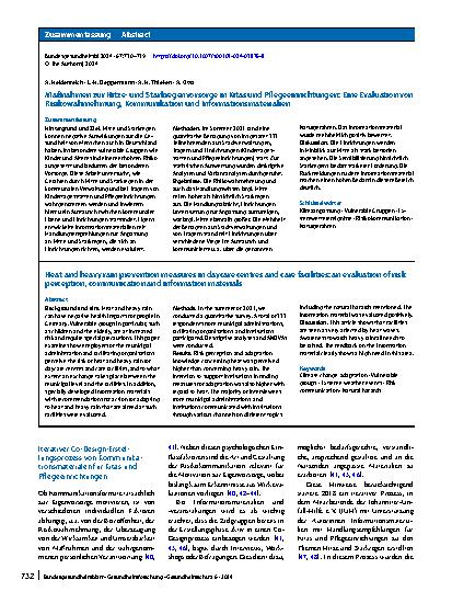 Vorschauseite 3: Maßnahmen zur Hitzeund Starkregenvorsorge in Kitas und Pflegeeinrichtungen: Eine Evaluation von Risikowahrnehmung, Kommunikation und Informationsmaterialien