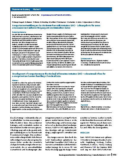 Vorschauseite 3: Kompetenzentwicklung in der Medizininformatik-Initiative (MII) – Lehrangebote für einen souveränen und sicheren Umgang mit medizinischen Daten