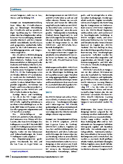 Vorschauseite 4: Kompetenzentwicklung in der Medizininformatik-Initiative (MII) – Lehrangebote für einen souveränen und sicheren Umgang mit medizinischen Daten