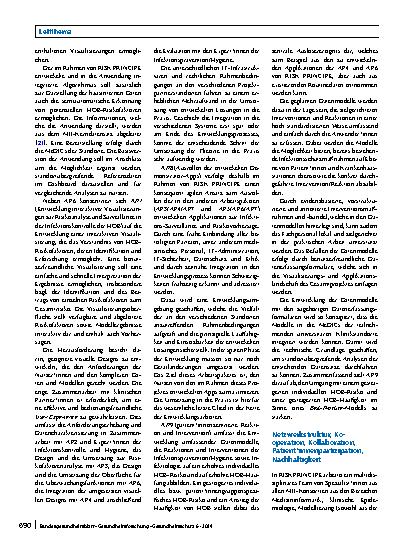 Vorschauseite 6: Automatisierte Surveillance und Risikovorhersage mit dem Ziel einer risikostratifizierten Infektionskontrolle und -prävention (RISK Prediction for Risk-stratified Infection Contro…