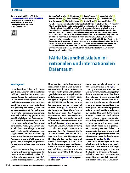 Vorschauseite 1: FAIRe Gesundheitsdaten im nationalen und internationalen Datenraum