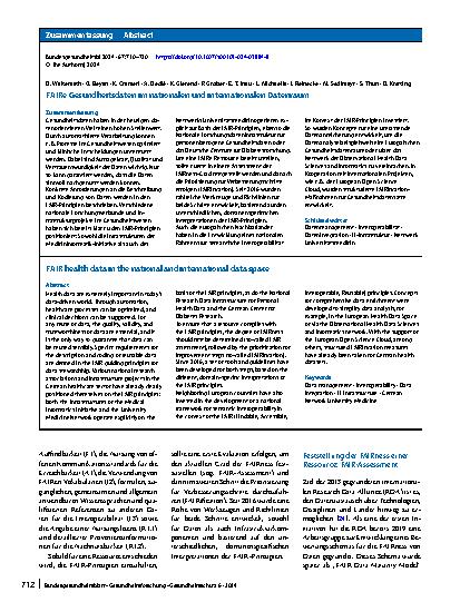 Vorschauseite 3: FAIRe Gesundheitsdaten im nationalen und internationalen Datenraum