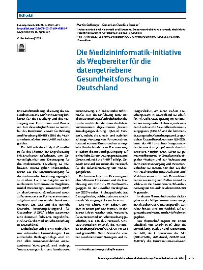 Vorschauseite 1: Die Medizininformatik-Initiative als Wegbereiter für die datengetriebene Gesundheitsforschung in Deutschland