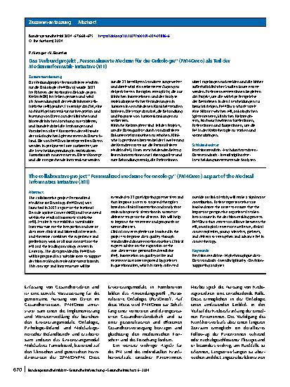 Vorschauseite 3: Das Verbundprojekt „Personalisierte Medizin für die Onkologie“ (PM4Onco) als Teil der Medizininformatik-Initiative (MII)