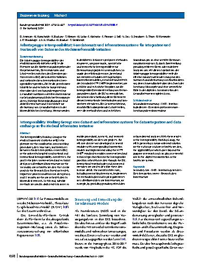Vorschauseite 3: Arbeitsgruppe Interoperabilität: Kerndatensatz und Informationssysteme für Integration und Austausch von Daten in der Medizininformatik-Initiative