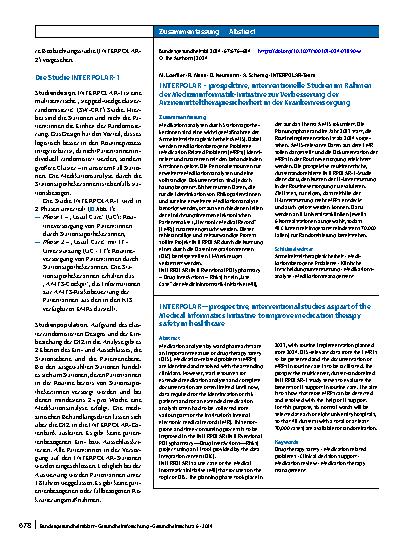 Vorschauseite 3: INTERPOLAR – prospektive, interventionelle Studien im Rahmen der Medizininformatik-Initiative zur Verbesserung der Arzneimitteltherapiesicherheit in der Krankenversorgung