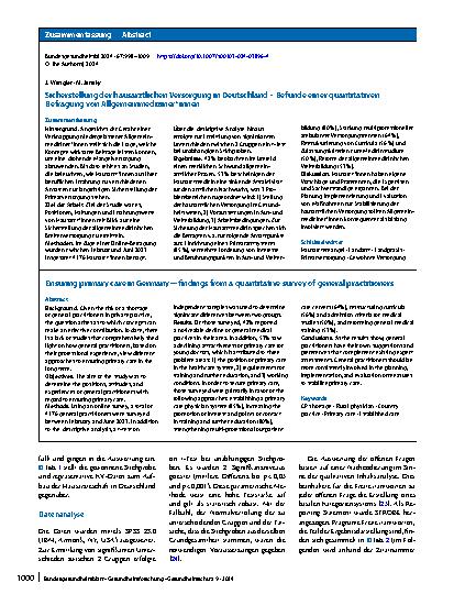 Vorschauseite 3: Sicherstellung der hausärztlichen Versorgung in Deutschland – Befunde einer quantitativen Befragung von Allgemeinmediziner*innen