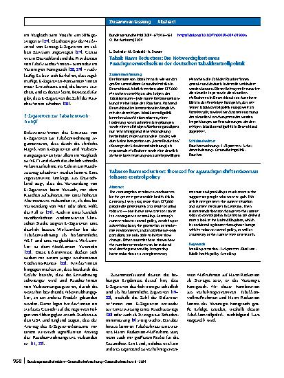 Vorschauseite 3: Tabak Harm Reduction: Die Notwendigkeit eines Paradigmenwechsels in der deutschen Tabakkontrollpolitik