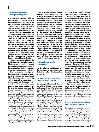 Vorschauseite 4: Tabak Harm Reduction: Die Notwendigkeit eines Paradigmenwechsels in der deutschen Tabakkontrollpolitik