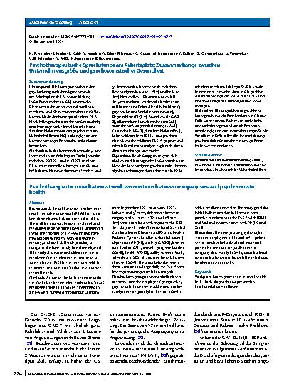 Vorschauseite 3: Psychotherapeutische Sprechstunde am Arbeitsplatz: Zusammenhänge zwischen Unternehmensgröße und psychosomatischer Gesundheit