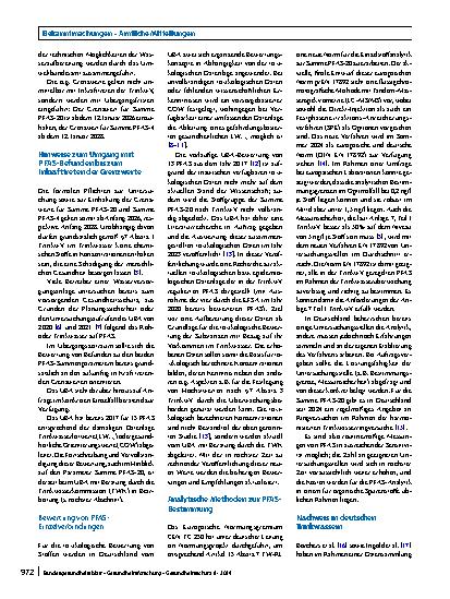 Vorschauseite 2: PFAS im Trinkwasser – Sachstand und Aspekte zur Bewertung