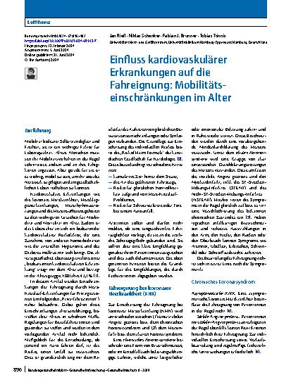 Vorschauseite 1: Einfluss kardiovaskulärer Erkrankungen auf die Fahreignung: Mobilitätseinschränkungen im Alter