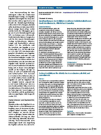Vorschauseite 3: Einschränkungen der Mobilität von älteren Verkehrsteilnehmern durch Medikamente, Alkohol und Cannabis