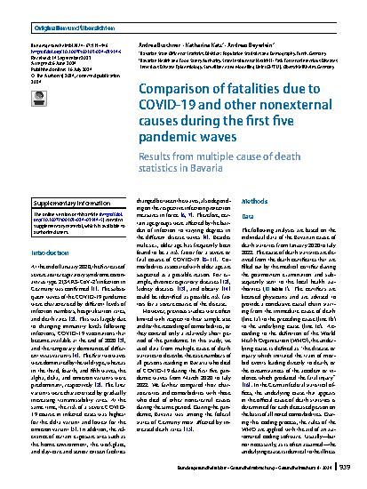 Vorschauseite 1: Comparison of fatalities due to COVID-19 and other nonexternal causes during the first five pandemic waves