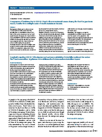 Vorschauseite 3: Comparison of fatalities due to COVID-19 and other nonexternal causes during the first five pandemic waves