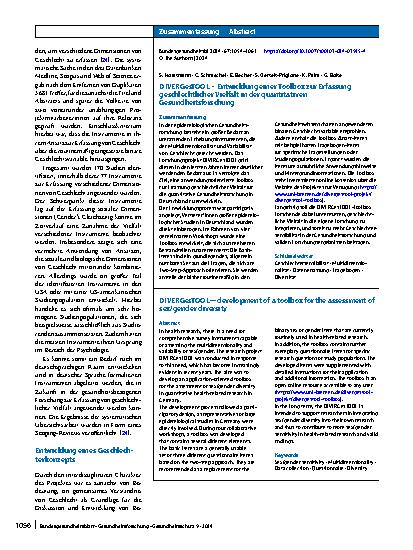 Vorschauseite 3: DIVERGesTOOL – Entwicklung einer Toolbox zur Erfassung geschlechtlicher Vielfalt in der quantitativen Gesundheitsforschung
